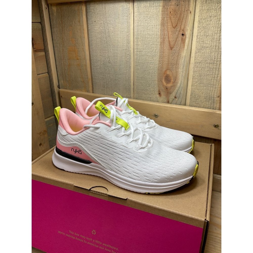 Ryka White Pink Neon Yellow Athletic Sneakers